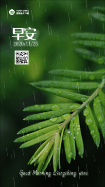 正版清新极简风早安下雨天问候动态gif模板正版大雨城市早上早安下雨