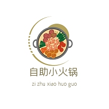黄色简约圆形自助小火锅logo