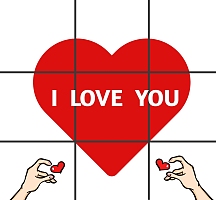 九宫格爱心白色卡通朋友圈封面