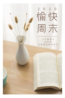简约清新书籍周末愉快微博