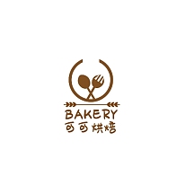 刀叉圆形烘焙工作室logo