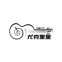 简约线条黑白尤克里里音乐宣传logo