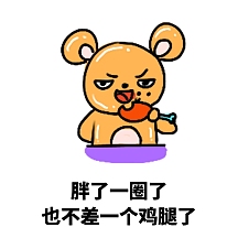 胖了一圈可爱棕色小熊吃鸡腿表情包