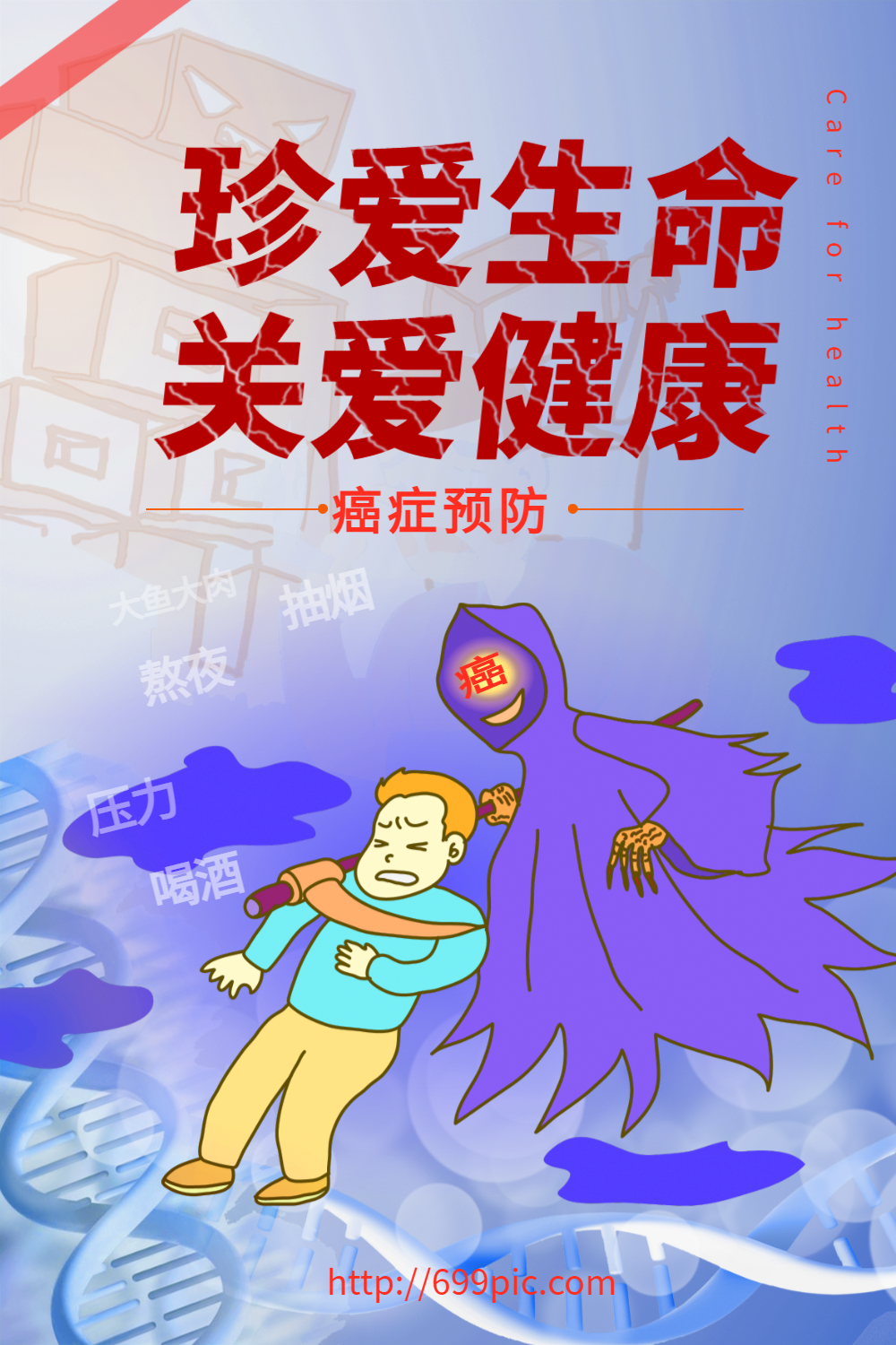 珍惜生命 关爱健康癌症预防海报