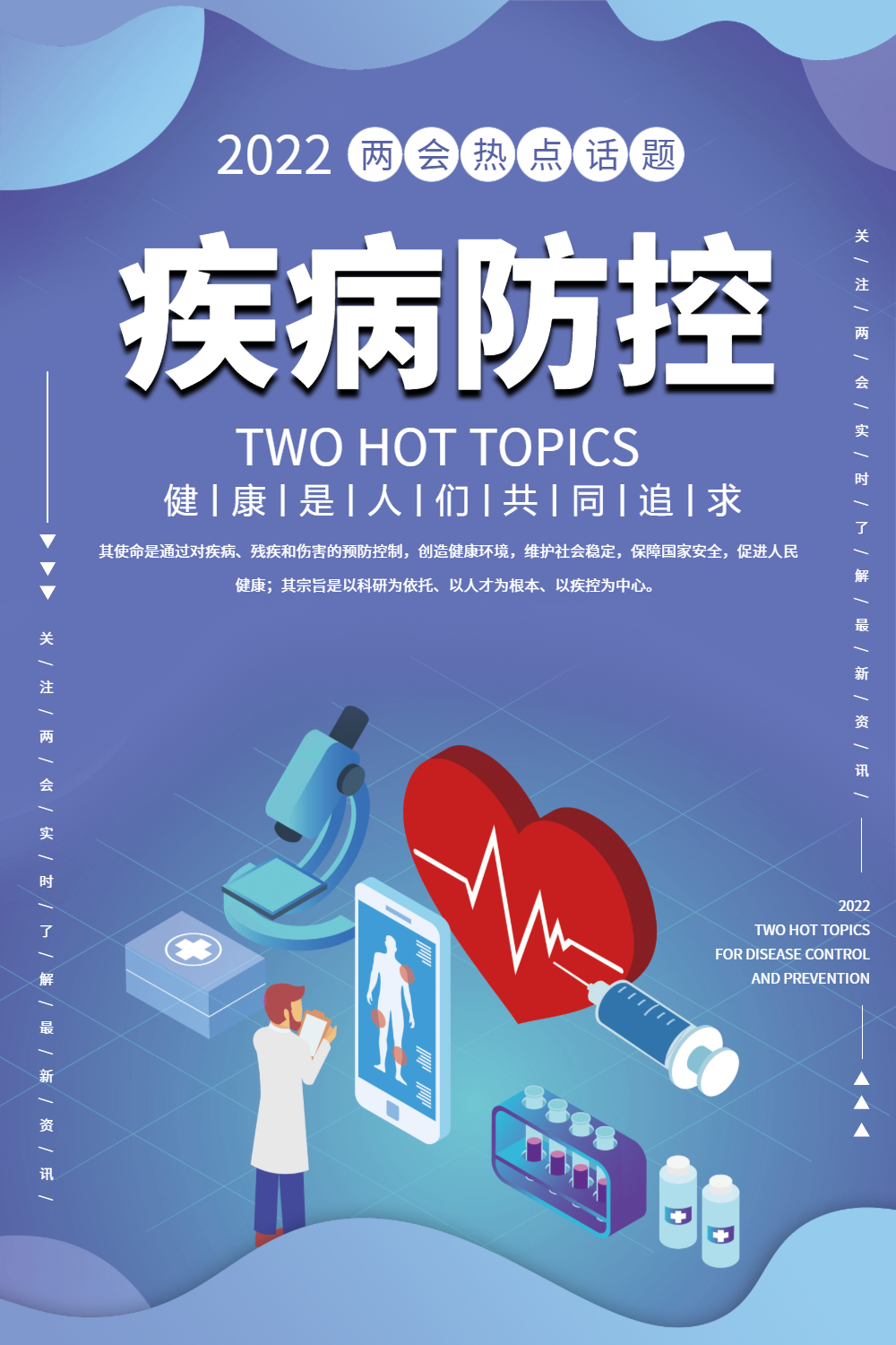 疾病防控聚焦两会话题海报