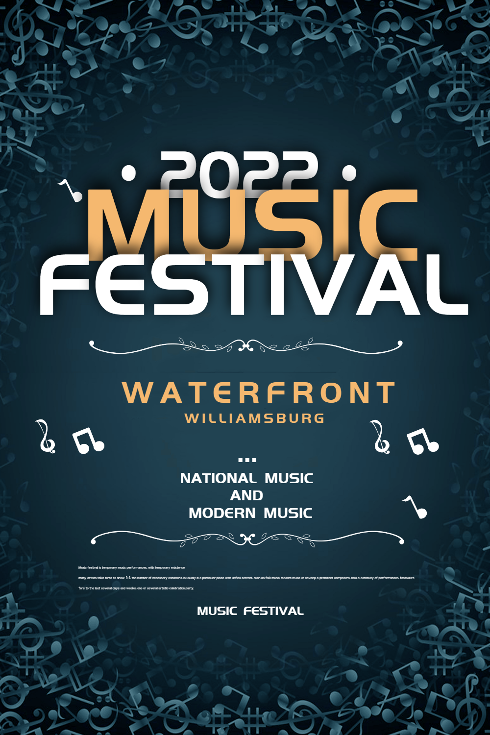 简约黑白音乐节纯英文海报