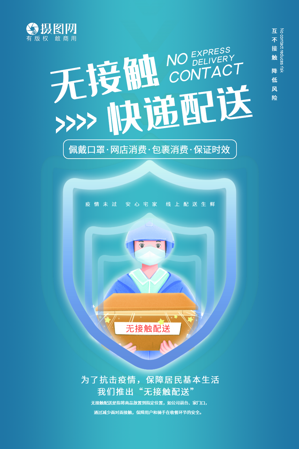 快递无接触配送宣传海报