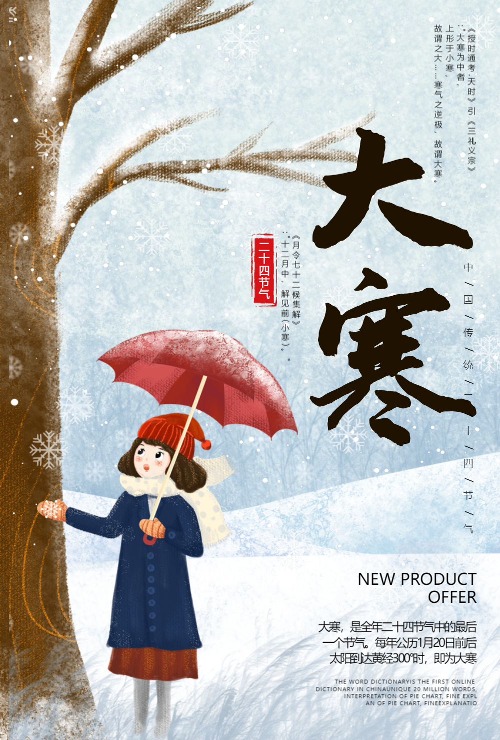 唯美24节气大寒海报