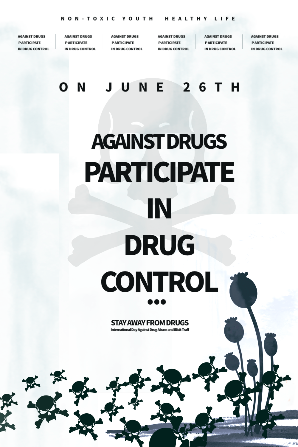 纯英文国际禁毒日宣传海报