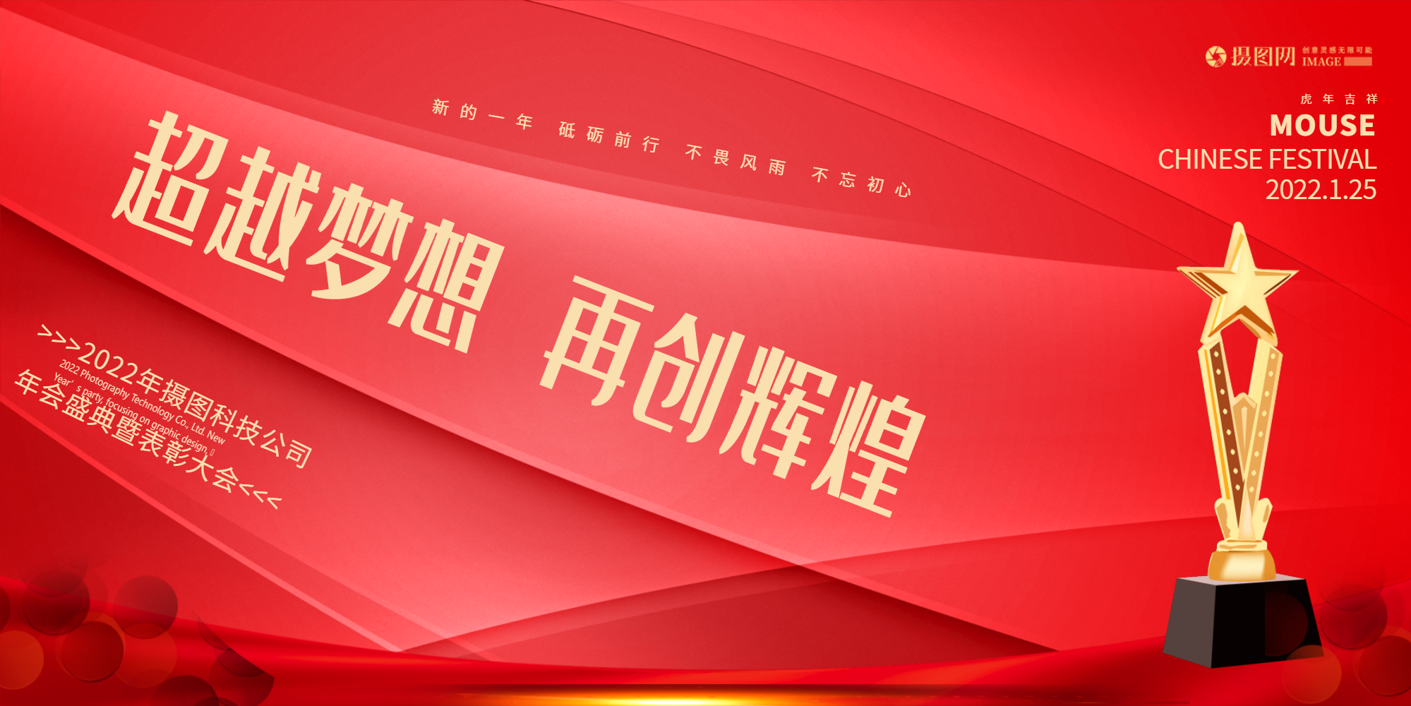 2020鼠年新年晚会梦想与辉煌表彰大会展板