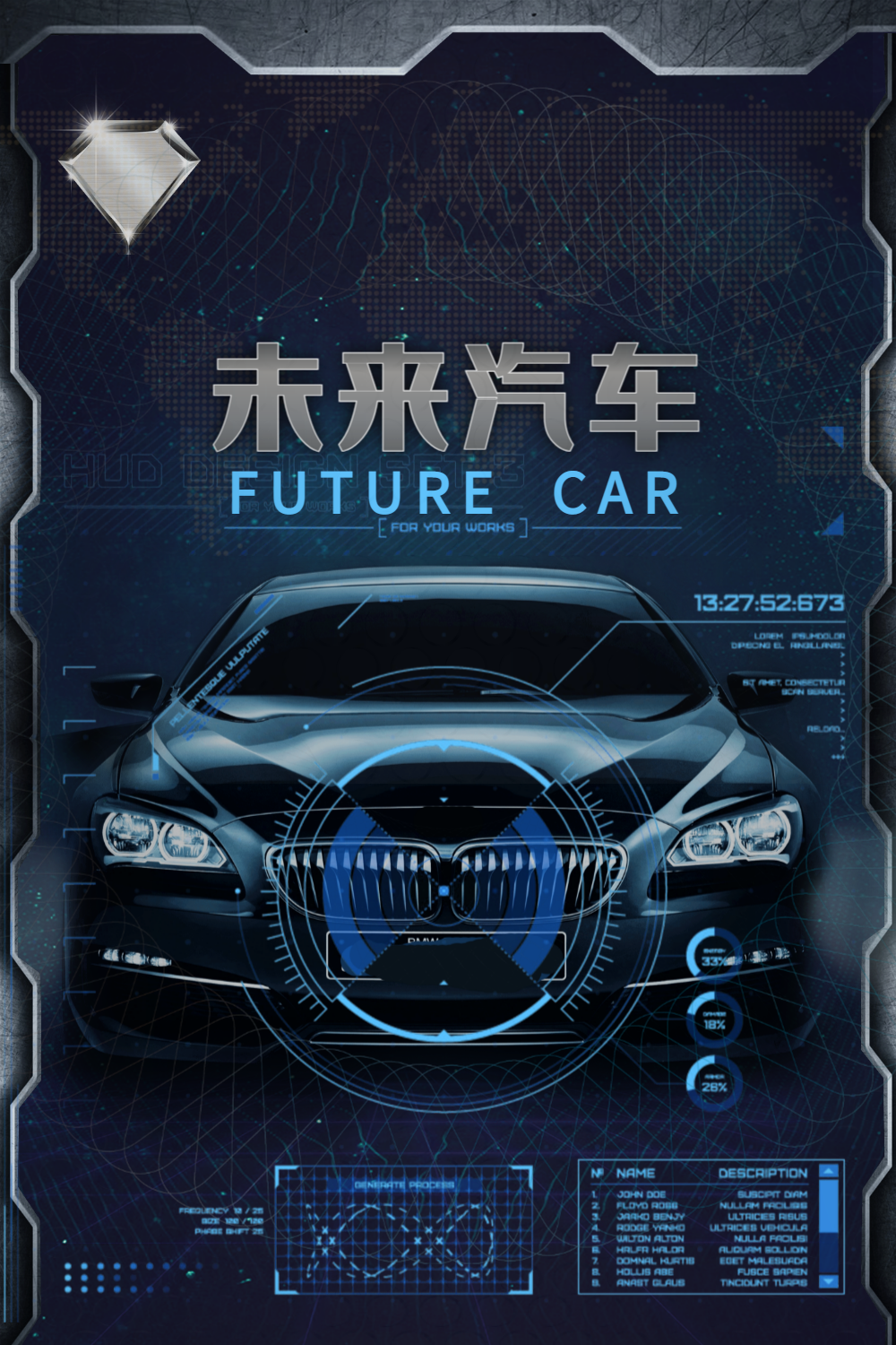 科技感智能未来汽车海报