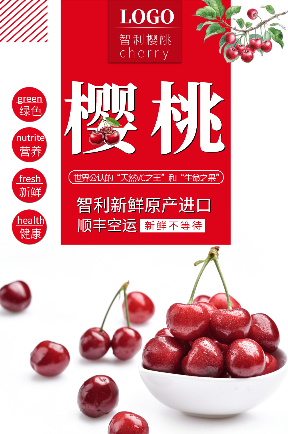 樱桃美食促销海报