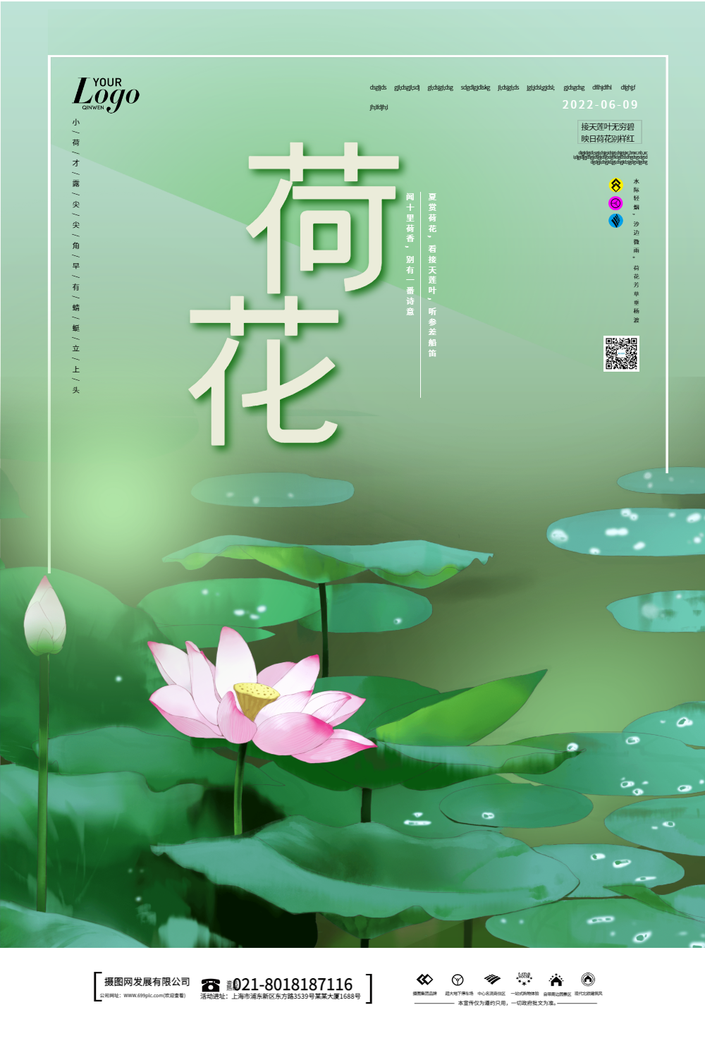 夏季赏花荷花海报