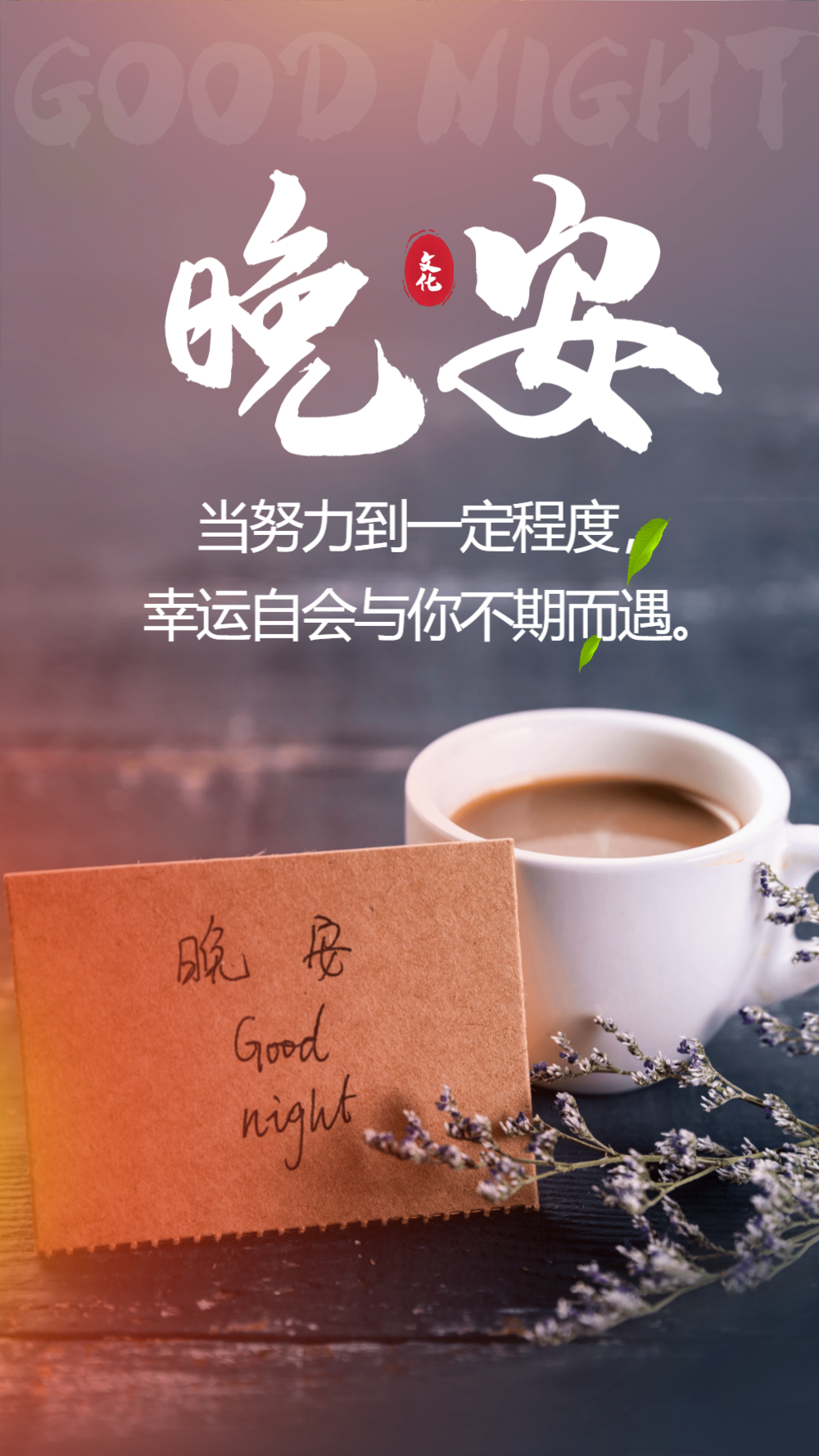 晚安心语励志摄影海报